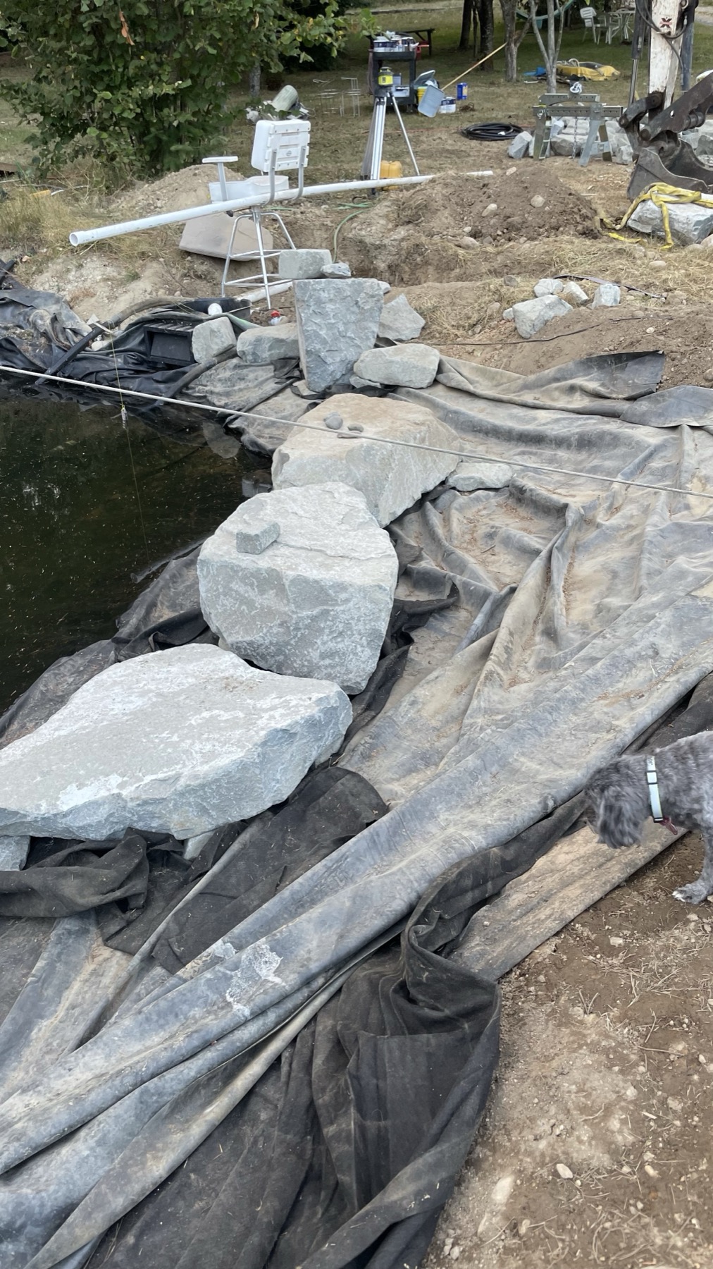 Pond excavation and shaping in progress